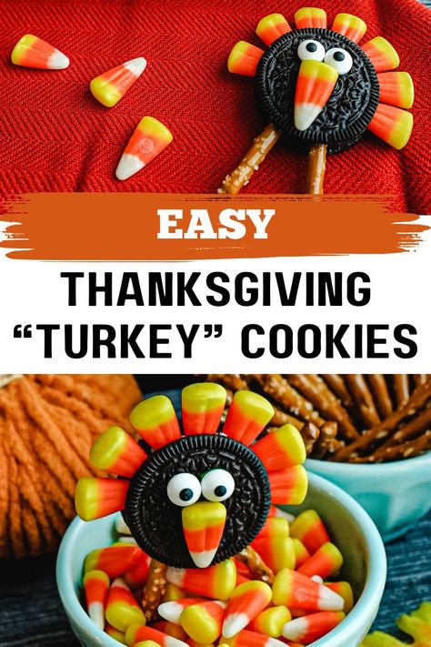 Here’s an adorable Thanksgiving Turkey Cookie recipe that starts with a simple package of Oreos + pretzel sticks that even the littles can help with! Recipe With Pretzels, Thanksgiving Oreo Turkeys, Cute Thanksgiving Desserts, Oreo Turkey, Thanksgiving Turkey Cookies, Easy Thanksgiving Turkey, Turkey Cookie, Turkey Treats, Turkey Cookies