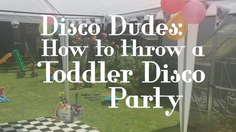 Disco Dudes: How to Throw a Toddler Disco Party - All Things Spliced Disco 3rd Birthday, 2nd Birthday Disco Theme, Toddler Dance Party Birthday, Toddler Disco Party, Kids Disco Party, Toddler Dance Party, 70s Disco Party Outfit, Dance Party Theme, Disco Party Outfit