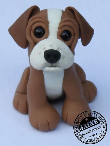 *POLYMER CLAY ~ Puppy                                                                                                                                                                                 More Clay Dog Tutorial, Polymer Clay Dog Tutorial Step By Step, Polymer Clay Dogs Tutorial, Cat Fondant, Clay Jewelry Tray, Clay Dog Figurine, Cat Polymer Clay, Polymer Clay Boxer Dog, Fondant Dog