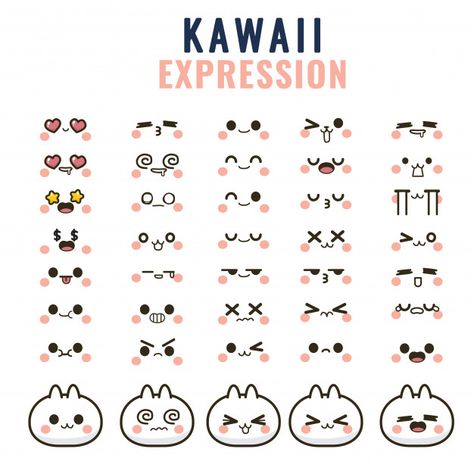 Cute Expressions Drawing, Kawaii Emotions, Anime Face Expressions, Kawaii Expressions, Angry Anime Face, Kawaii Smile, Expressions Drawing, Cartoon Faces Expressions, Cute Expressions