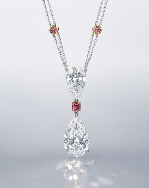 A SPECTACULAR DIAMOND AND COLOURED DIAMOND PENDENT NECKLACE | Christie's Graff Jewelry, Top Highlights, Diamond Rings With Price, The Bling Ring, Diamond Pendent, Pink Emerald, Diamond Girl, Pink Diamonds, Jewelry Drawing