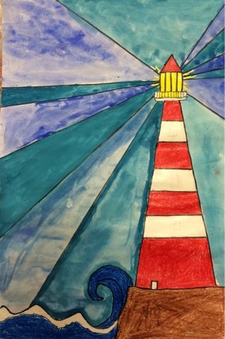 Lighthouse Keepers Lunch, My Lighthouse, Lighthouse Crafts, Beach Craft, Steam Ideas, Seaside Art, 4th Grade Art, Lighthouse Painting, Lighthouse Art