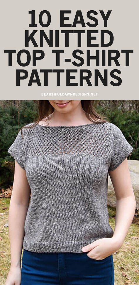 Free Knit T Shirt Pattern, Knit Summer Cotton Tops Free Patterns, Knitted Tee Shirt Patterns Free, Knitted T Shirts For Women, Knitted Top Patterns Free For Women, Free Knit Top Patterns For Women, Easy Jersey Knitting Patterns Free, Tshirt Knitting Patterns Free, Cardigan Sweater Pattern Free Knitting