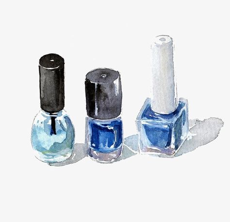 Watercolour Makeup, Girly Illustration, Makeup Illustration, Bottle Drawing, Water Color Nails, Fashion Girly, Nail Salon Decor, Nail Logo, Nail Polish Bottles