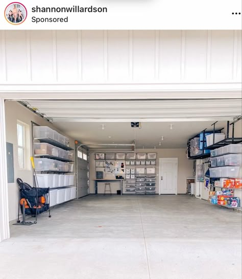 Craftsman Garage Organization, Realistic Garage Organization, Garage Closet Organization Ideas, Garage Drop Zone Ideas, Garage Layout Ideas, 2 Car Garage Organization, Multipurpose Garage, Small Garage Storage, Garage Storage Plans