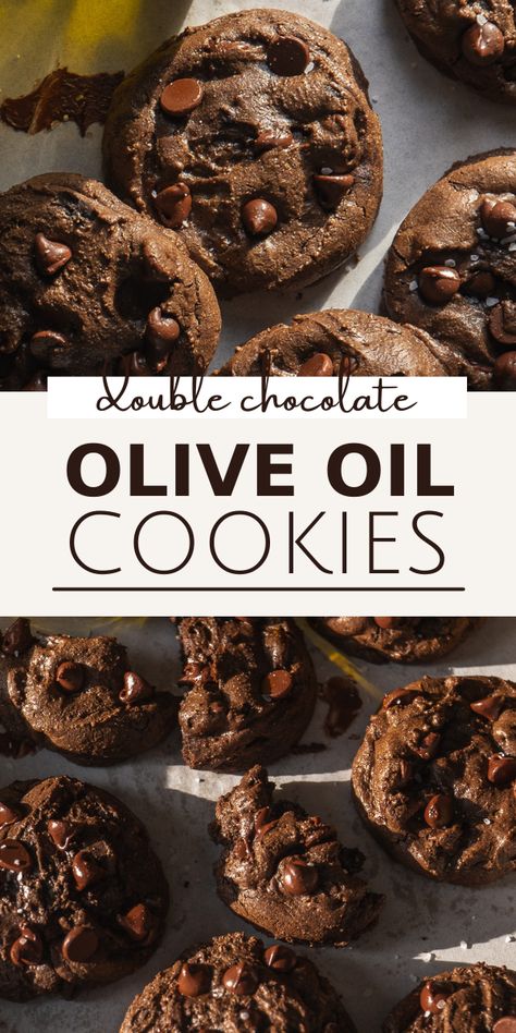 Olive Oil Cookie Recipe, Chocolate Biscuit Recipe, Oil Cookies, Olive Oil Cookies, Chocolate Sugar Cookies, Double Chocolate Chip Cookies, Oat Cookies, Delicious Cookie Recipes, Melting Chocolate Chips