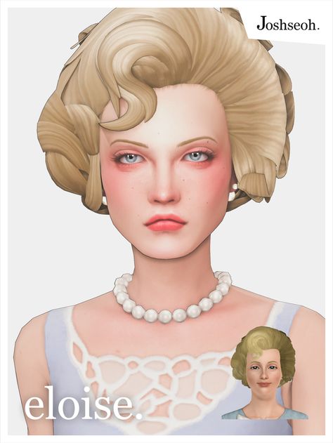 Eloise Hair (TS3 to TS4) - Hair Commissions | Patreon Sims 4 Vintage Glamour, 80s Short Hair, Ts3 To Ts4, Ts4 Patreon, Ts4 Hair, Zombie Christmas, Mod Hair, 60s Hair, Cc Hair