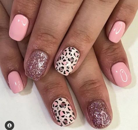 Nail Design Cheetah Print, Pink Safari Nails, Summer Cheetah Print Nails, Nail Ideas Cheetah Print, Summer Nails Leopard, Leopard Nails Short, Pink To White Nails, Nail Designs Leopard, Summer Leopard Nails