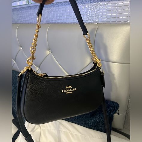 Coach black shoulder bag/purse Coach Mini Shoulder Bag, Black Coach Handbag, Small Black Coach Purse, Coach Shoulder Bag Black, Coach Teri Shoulder Bag Black, Black Shoulder Bag Aesthetic, Mini Black Purse, Coach Black Purse, Black Coach Shoulder Bag