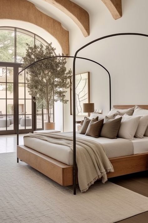 Home Trend Alert: Organic Modern Decor from Amazon Serene Bedroom Ideas, Modern Mediterranean Bedroom, Modern Organic Bedroom, Organic Modern Bedroom, Mediterranean Bedroom, Organic Bedroom, Airy Bedroom, Guest Bedroom Decor, Primary Bedroom