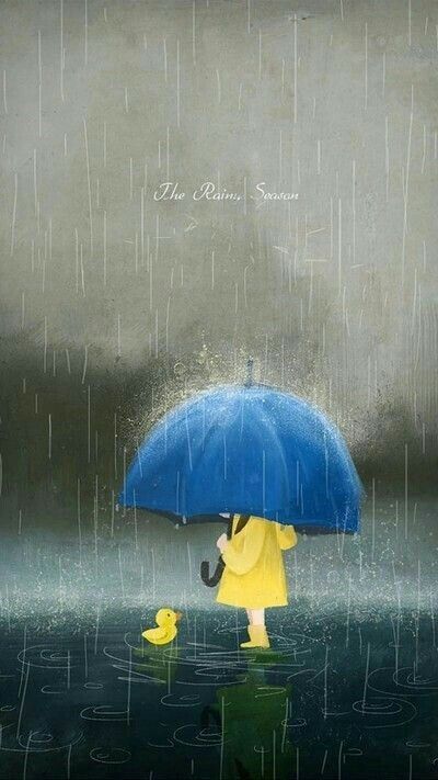 Barish Drawings, Rain Cartoon, Rainy Day Drawing, Girl In Rain, Cute Emoji Wallpaper, 캐릭터 드로잉, Cute Cartoon Pictures, It's Raining, Cute Cartoon Drawings