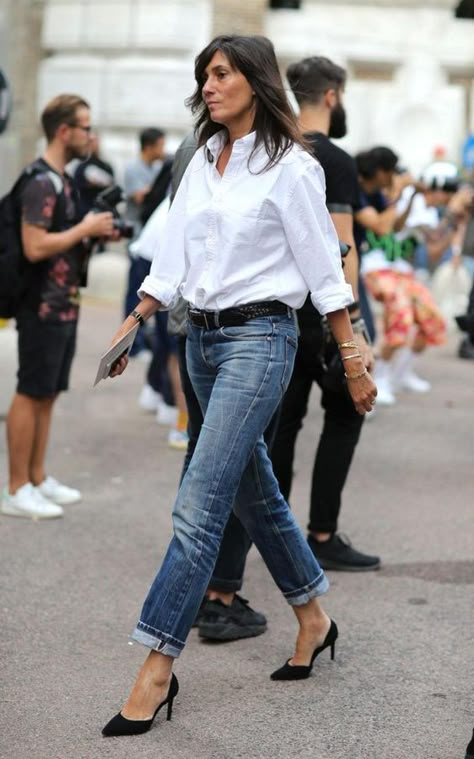 Emmanuelle Alt Style, White Shirt Outfits, Emmanuelle Alt, Classic White Shirt, Mode Casual, White Button Down Shirt, 가을 패션, Looks Style, French Fashion