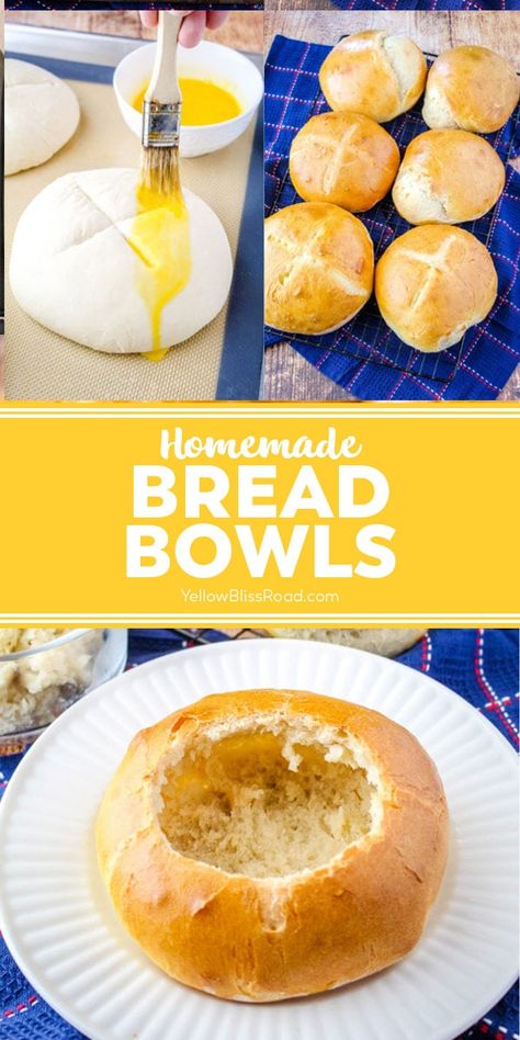 Small Bread Bowls, Bread Machine Bread Bowls Recipe, Easy Bread Bowl Recipe, Bread Bowls Recipe, Mini Bread Bowls, Bakery Oven, Bread Bowl Soup, Homemade Bread Bowls, Easy Homemade Bread