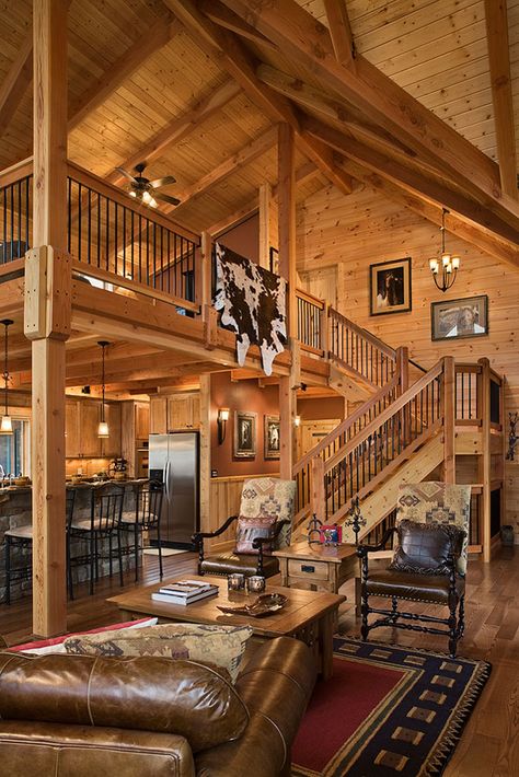 Casa Hobbit, Cabin Loft, Log Cabin Living, Log Home Living, Log Home Interiors, Log Cabin Ideas, Log Home Decorating, Cabin Interiors, Cabin Living