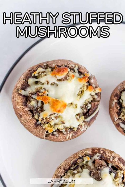 Stuffed with ground beef, this Easy Healthy Stuffed Mushrooms recipe is perfect as a main dish or side. Cheeseburger Stuffed Mushrooms, Stuffed Mushrooms Ground Beef, Hamburger Stuffed Mushrooms, Ground Turkey Stuffed Mushrooms, Stuffed Mushrooms With Hamburger Meat, Crimini Mushrooms Recipes, Healthy Stuffed Mushrooms, Easy Stuffed Mushroom Recipe, Stuffed Mushrooms Easy