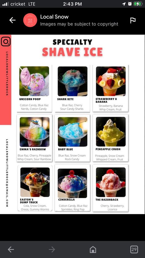 Fancy Shaved Ice, Sno Cone Ideas, Snowcone Flavor Combos, Snow Cone Flavors Combinations, Snowcones Ideas, Snow Cone Stand Ideas, Snow Cone Ideas, Snow Cone Stand Ideas Food Truck, Shaved Ice Ideas