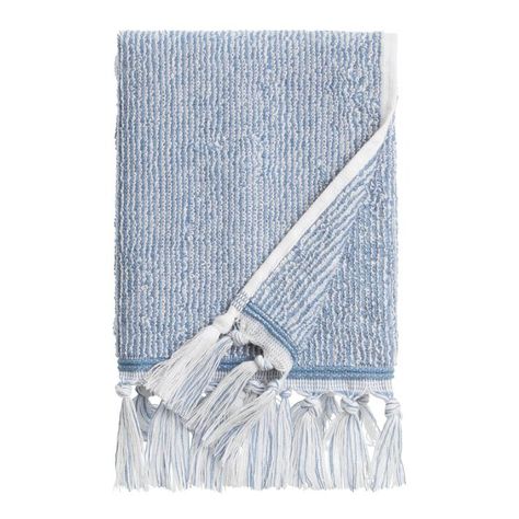 Azure Blue And White Marled Hand Towel - World Market Falls Church, Hand Towels Bathroom, House Beach, Bathroom Shop, Towel Collection, Blue Hand, Azure Blue, Apartment Room, Kids' Bathroom