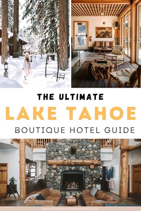 If you're looking for more intimate, design-centric accommodations for your Tahoe trip, these boutique hotels in Lake Tahoe are perfect. These are some of the best hotels in Lake Tahoe as well as the best places to stay in Lake Tahoe if you want a unique accommodation focused on the design aesthetic. | lake tahoe summer hotels | lake tahoe hotels resorts | best hotels in south lake tahoe | where to stay in south lake tahoe | where to stay in lake tahoe summer | where to stay in lake tahoe winter Unique Accommodation, Lake Tahoe Hotels, Lake Tahoe Resorts, Lake Tahoe Summer, Lake Tahoe Winter, Tahoe Winter, Tahoe Vacation, Lake Tahoe Vacation, Tahoe Trip