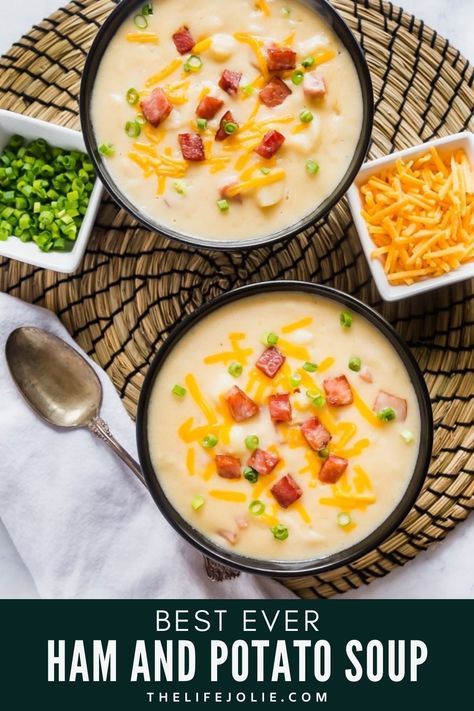 Leftover Potato Soup, Ham Soup Recipes, Ham And Potato Soup, Cheesy Ham, Ham Potato, Potato Soup Easy, Leftover Ham Recipes, Creamy Potato Soup, Ham Soup