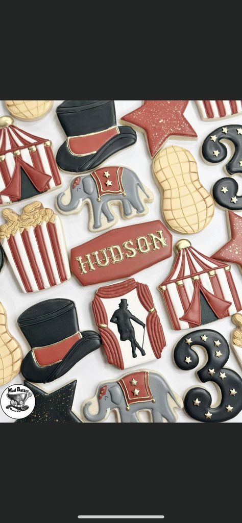 Circus Top Hat, Elephant Circus, Circus Cookies, Horse Cookies, Elephant Cookies, Sugar Dough, Cookies Theme, Circus Theme Party, Hat Cookies