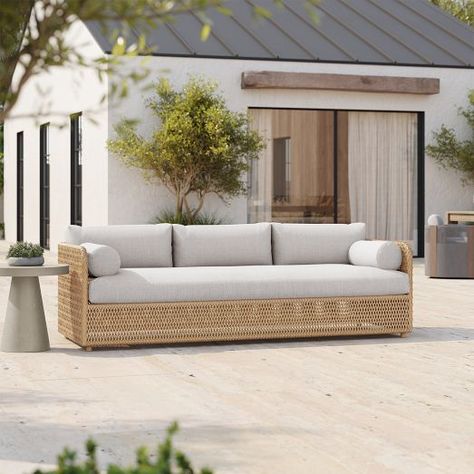 Modern Outdoor Sofas & Daybeds | West Elm Black And White Cushions, Modern Outdoor Sofas, Outdoor Swivel Chair, Stylish Outdoor Furniture, Porch Furniture, Outdoor Couch, Daybed Sofa, Sofa Frame, Outdoor Furniture Collections