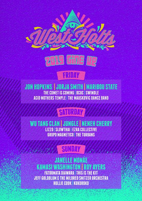 West Holts’ 2019 Line-up poster is revealed! | Glastonbury Festival Event Line Up Poster, Festival Line Up Design, Festival Line Up Poster, Festival Lineup Poster, Line Up Poster, Music Campaign, Event Posters, Punk Poster, Music Festival Poster