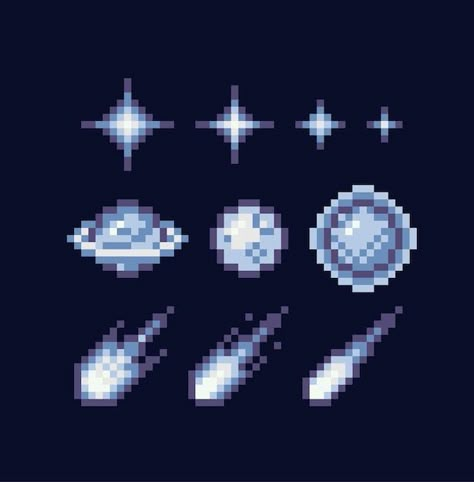 Pixel Space Art, 8 Bit Design, Pixel Art Crystal, Star Minecraft, Galaxy Pixel Art, Planet Pixel Art, Alien Pixel Art, Sky Pixel Art, Star Pixel Art