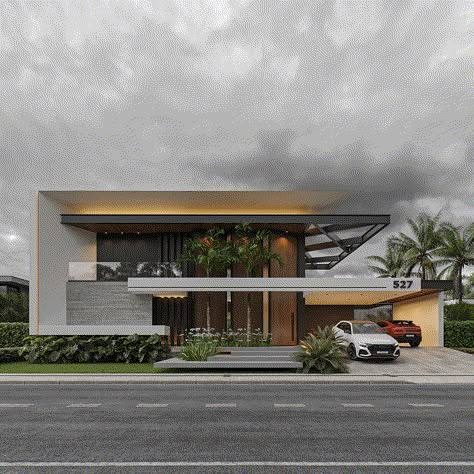 Behance Exterior, Luxury House Elevation, Modern Bungalow House Design, Townhouse Exterior, Modern Tropical House, Modern Apartment Design, Luxury Exterior, Facade Architecture Design, Modern Bungalow House