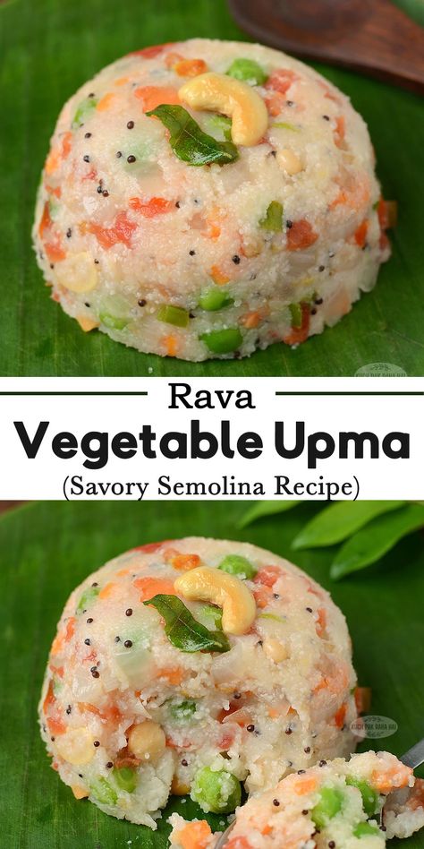 Vegetable Upma | Rava Upma Healthy Upma Recipe, Vegetable Upma Recipe, Semolina Recipe, Rava Upma, Popular Breakfast Recipes, Tomato Chutney Recipe, Upma Recipe, Coconut Chutney, Indian Breakfast