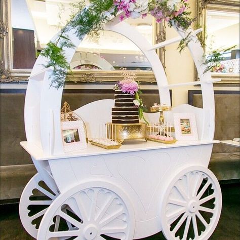 517 Likes, 18 Comments - Prop & Event Hire Sydney Based (@elegant_tea_time) on Instagram: “We are so in love with this baby shower dessert table set up by our client @ckots1s   Carriage…” Wedding Candy Cart, Shower Dessert Table, Baby Shower Dessert, Candy Car, Decoration Buffet, Baby Shower Dessert Table, Sweet Carts, Candy Cart, Shower Desserts