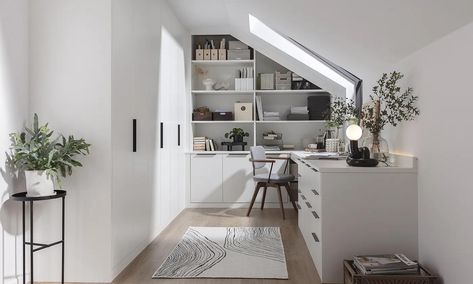 Sharps | The UK's Leading Fitted Furniture Company Contemporary Fitted Wardrobes, Productive Home Office, Small Office Space, Popular Color Schemes, Attic Office, Fitted Bedroom Furniture, Modern Home Office Furniture, Loft Storage, Office Storage Furniture