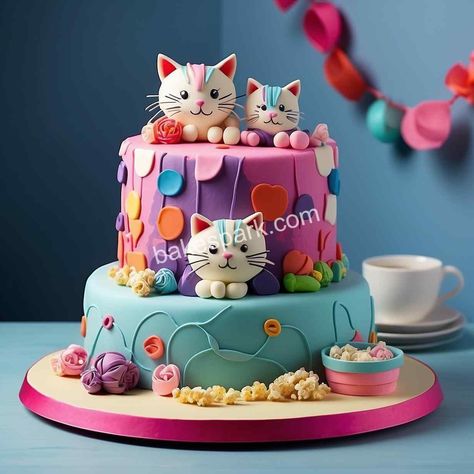 Irresistible Cat-Themed Cakes That Will Charm Any Cat Lover - BakeSpark Rainbow Cat Birthday Cake, Kitty Cakes Birthdays, Cat Cakes For Kids, Cat Birthday Cake For Kids, Cat Themed Birthday Cake, Cat Cakes Birthday, Cat Themed Cake, Cat Cake Ideas, Animal Theme Cake