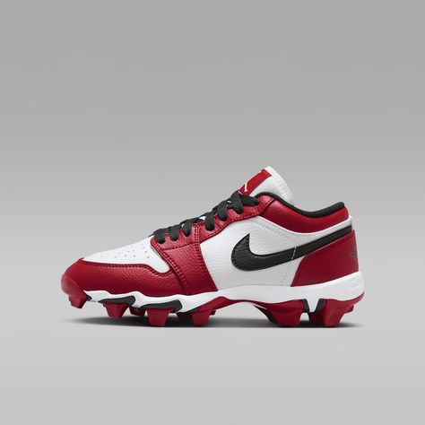 Jordan 1 Low Little/Big Kids' Cleats Jordan Cleats, Nike Jordan 1 Mid, Mens Football Cleats, Red Black Style, Nike Air Jordan 1 Retro, Baseball Cleats, Mens Nike Air, Football Cleats, Nike Air Jordan 1