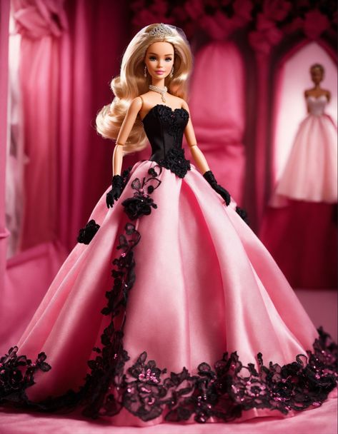 Barbie dress 
Barbie doll 
Barbie pink dress 
Barbie 
Barbie aesthetic 
Pink dress aesthetic 
Pink 
Pink aesthetic 
Pink and black dress 
Pink and black dress aesthetic 
Aesthetic 
Barbie world Black And Pink Barbie, Barbie Ballgown, Barbie Doll Ball Gowns, Barbie Pink Dress Doll, Barbie Crochet Free Patterns Dresses Ball Gowns, Celebrity Barbie Dolls, Barbie Doll Pink Silk Dress, Barbie Pink Dress, Black And Pink Dress