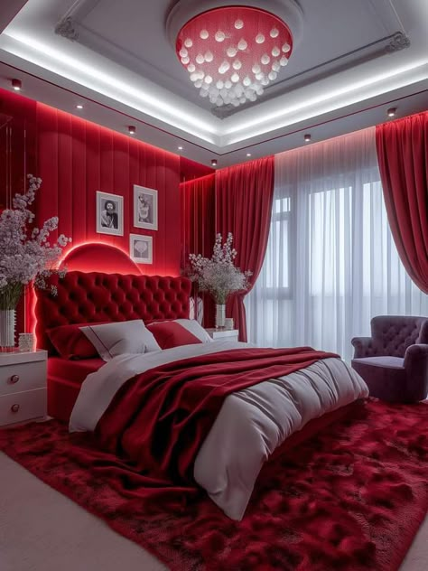 Red Bedroom Ideas For Women, Imvu Accessories, Red Curtains Bedroom, Red Bedrooms, Red Bedroom Design, Beautiful Dorm Room, Luxury Room Bedroom, Dream Apartment Decor, Red Room