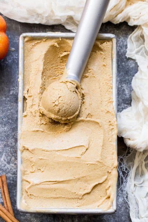 Paleo Pumpkin Ice Cream, Vegan Frozen Dessert, Paleo Running Momma, Pumpkin Pie Ice Cream, Pie Ice Cream, Nice Cream Recipe, Vegan Egg, Pumpkin Ice Cream, Vegan Pumpkin Pie