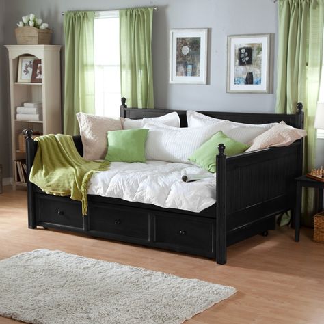 Full size daybed. Would be super cute in white and would create much more space than the sleigh bed. Double Daybed, Full Daybed, Guest Bedroom/office, Full Size Daybed, Murphy Bed Plans, Extra Bedroom, Office Guest Room, Guest Room Office, Daybed With Trundle