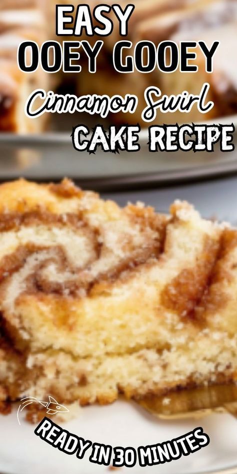 Easy Ooey Gooey Cinnamon Swirl Cake – a heavenly creation that promises to satisfy your sweetest cravings. Imagine sinking your fork into a moist, tender cake, swirled with ribbons of cinnamon-sugar goodness and topped with a luscious glaze that melts in your mouth. Perfect for Ooey Gooey Cake, Cinnamon Cake Recipes, Cinnamon Swirl Cake, Gooey Cake, Swirl Cake, Cinnamon Cake, Easy Soup, Chocolate Cookie Recipes, Easy Cinnamon