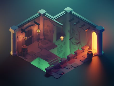 Dungeon by Roman Klčo Idle Game, Voxel Art, Low Poly Games, Poly Art, Isometric Art, Low Poly Art, Isometric Design, Game Environment, Level Design