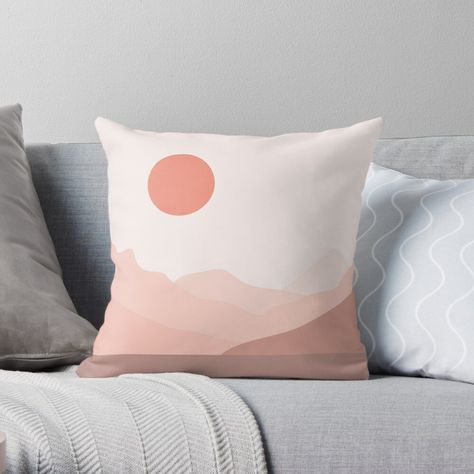 "Terra Cotta Mountains" Throw Pillow by Thespot | Redbubble Mountain Pillow, Landscape Mountains, Minimalist Landscape, Cute Home Decor, Curtains For Sale, Printed Throw Pillows, Terra Cotta, A Pillow, Designer Throw Pillows