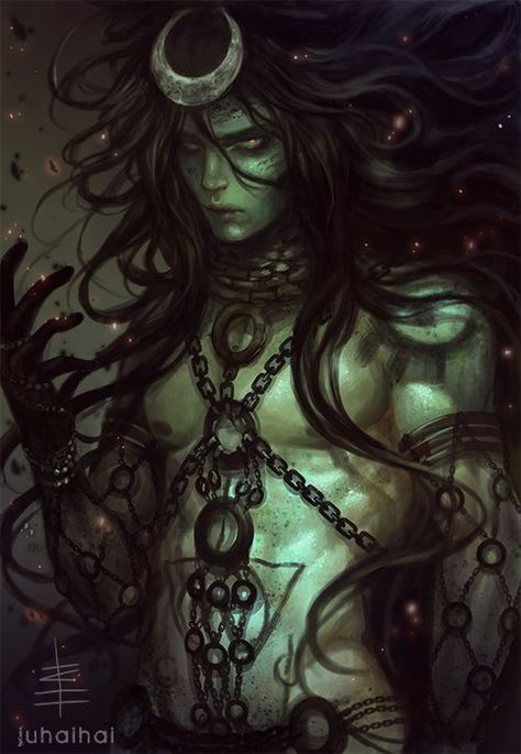 Male Enchantress, Enchantress Genderbend, Dark Gods Art, Nightclub Concept Art, Moon God Art Male, Sea People Fantasy Art, Male Warlock Aesthetic, Human Warlock Male, Dark God Art