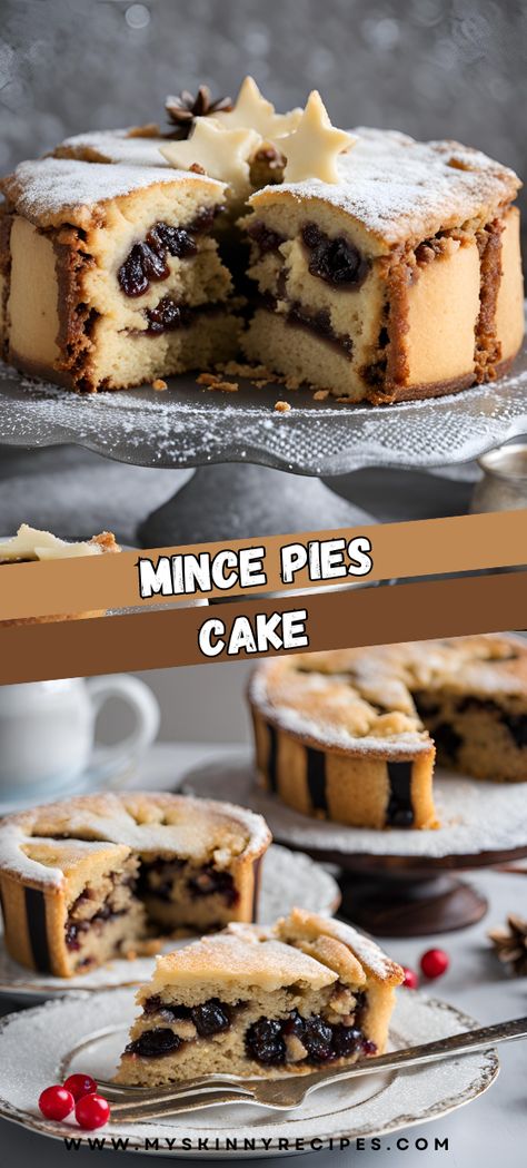 🎄🍰 Indulge in the festive flavors of Christmas with this Mince Pies Cake! A moist and spiced cake infused with rich mincemeat, topped with creamy frosting. Perfect for holiday gatherings and sure to impress your guests. #MincePiesCake #ChristmasBaking #HolidayDesserts #FestiveFlavors 🍰✨ Sweet Cornbread Cake Recipe, Mince Pie Cookie Cake, Mincemeat Cake Recipe, Mincemeat Pie With Meat, Cornbread Cake Recipe, Mincemeat Tarts Easy, Fruit Mincemeat Pie, Mincemeat Fruitcake Recipe, Mincemeat Cake