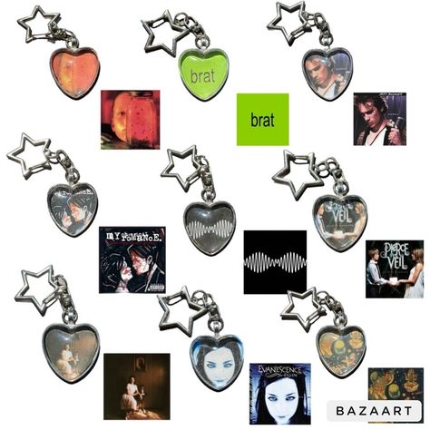 music/albums heart star keychains price is for one! pendant is 25mm or 1 inch! free shipping! - my chemical romance three cheers for sweet revenge evanescence fallen charli xcx brat alice in chains jar of flies jeff buckley grace arctic monkeys am the smashing pumpkins melon collie and the infinite sadness pierce the veil selfish machines ethel cain preachers daughter Gifts For Weird Friends, Small Craft Gifts, Good Gifts For Boyfriends, Stuff For Christmas List, Stuff To Ask For Christmas, Crafty Gifts For Boyfriend, Type O Negative Tattoo, Ethel Cain Preachers Daughter, Music Related Gifts