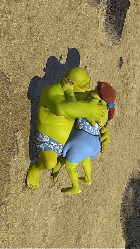 Shrek And Fiona Kiss, Shrek And Fiona Wallpaper, Fiona Shrek Aesthetic, Shrek Kissing, Shrek And Fiona Aesthetic, Fiona And Shrek, Shrek Aesthetic, Shrek Wedding, Shrek And Fiona