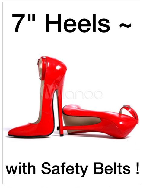 7" Heels, safety belts included ! Bedroom Heels, Bus Girl, Very High Heels, Extreme High Heels, Heels Online, Red High Heels, Super High Heels, Occasion Shoes, Ankle Strap Pumps