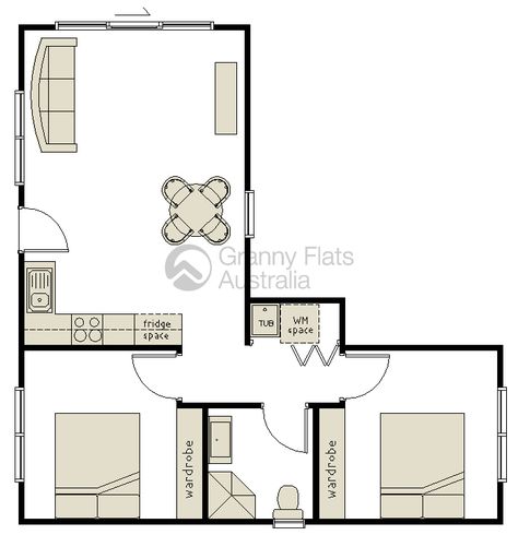 2 Bedroom Granny Flat Archives – Granny Flats Australia 2 Bedroom Granny Flat, Granny Flats Australia, Granny Flat Plans, L Shaped House Plans, Flat Plan, L Shaped House, Small Floor Plans, Granny Flats, Cottage Floor Plans