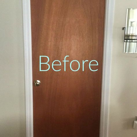 12 Clever Tricks to Turn Builder Grade Doors Into Custom Made Beauties Paint Doors Interior, Interior Door Makeover, Diy Panel Door, Stenciled Doors, Update Doors, Door Makeover Diy, Wallpaper Door, Black Interior Doors, Inside Doors