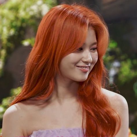 Kpop Hair Color, Sana Icons, Sana Icon, Hair Color Orange, Orange Icons:), Kpop Hair, Hair Icon, Sana Minatozaki, Shy Girls