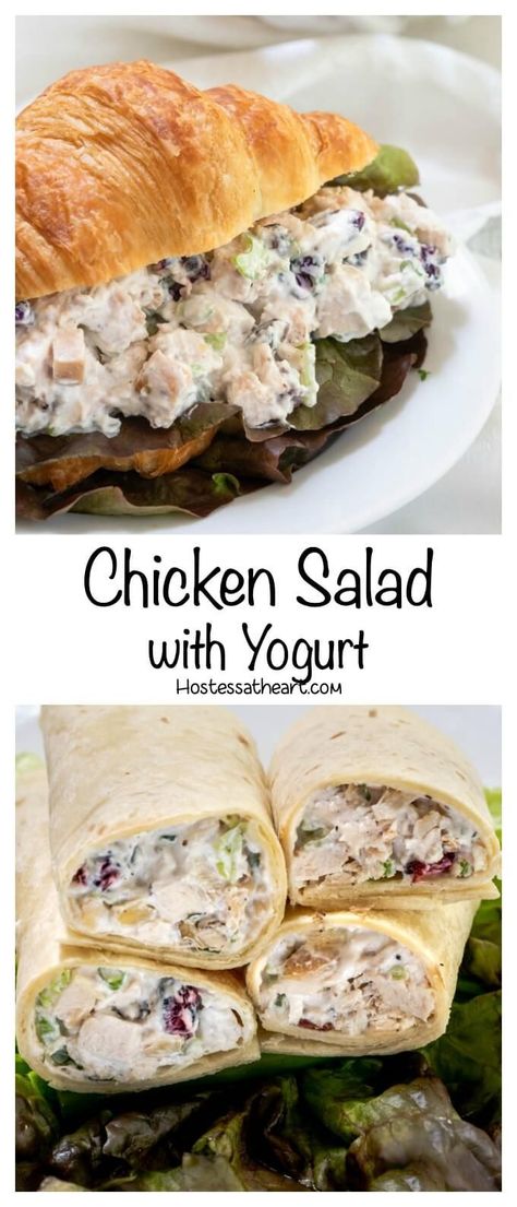 Chicken Salad Yogurt, Chicken Salad With Yogurt, Chicken Salad No Mayo, Mayo Chicken, Yogurt Chicken Salad, Rice Side, Yogurt Recipes, Leftover Chicken, Salad Sandwich