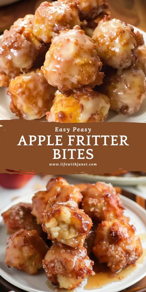 Apple Fritter Bites Easy Apple Baked Goods, Quick Easy Sweet Snacks To Make At Home, Fresh Apple Desserts, Apple Desserts With Fresh Apples, Fritter Bites, Apple Fritter Bites, Fresh Apple Recipes, Dessert Night, Fried Donuts